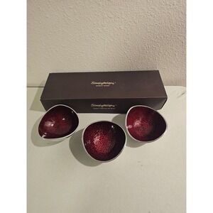 Simplydesignz 3 Piece Nut Bowl Set Red Enamel Modern Metals Organic Collection